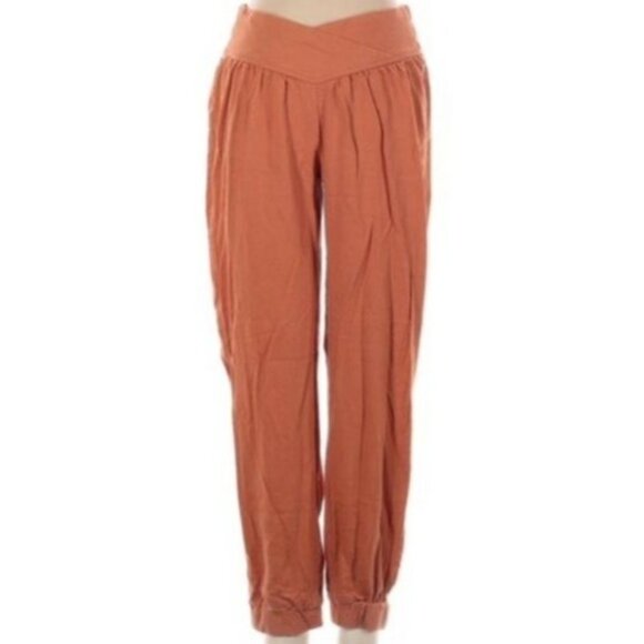Banjara XS Rust Linen/Rayon Blend Elastic Waist Women’s Pants - Picture 2 of 11